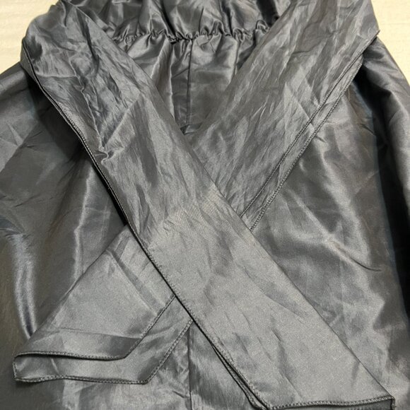 M.S.S.P. Dark Navy Silk Blend Fit&Flare Spaghetti Strap Dress L V-Neck Cocktail - Picture 6 of 14